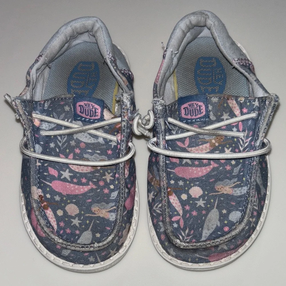 Hey Dude mermaid narwhal Wendy slip on shoes 25 8-8.5 toddler